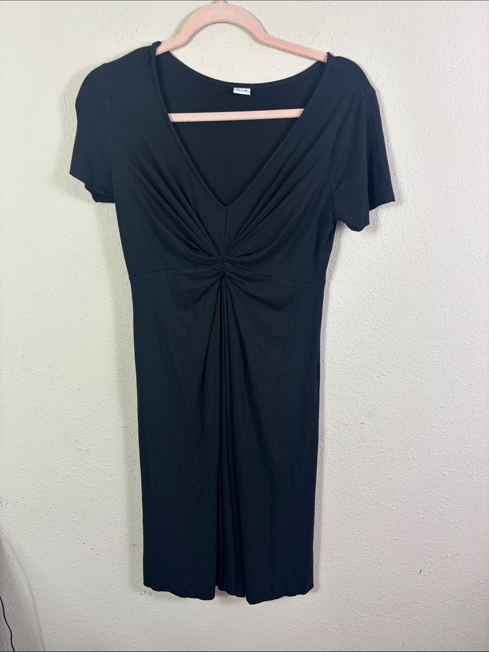 Three Dots Ruched V-neck Short Sleeve‎ Black Dress size Small